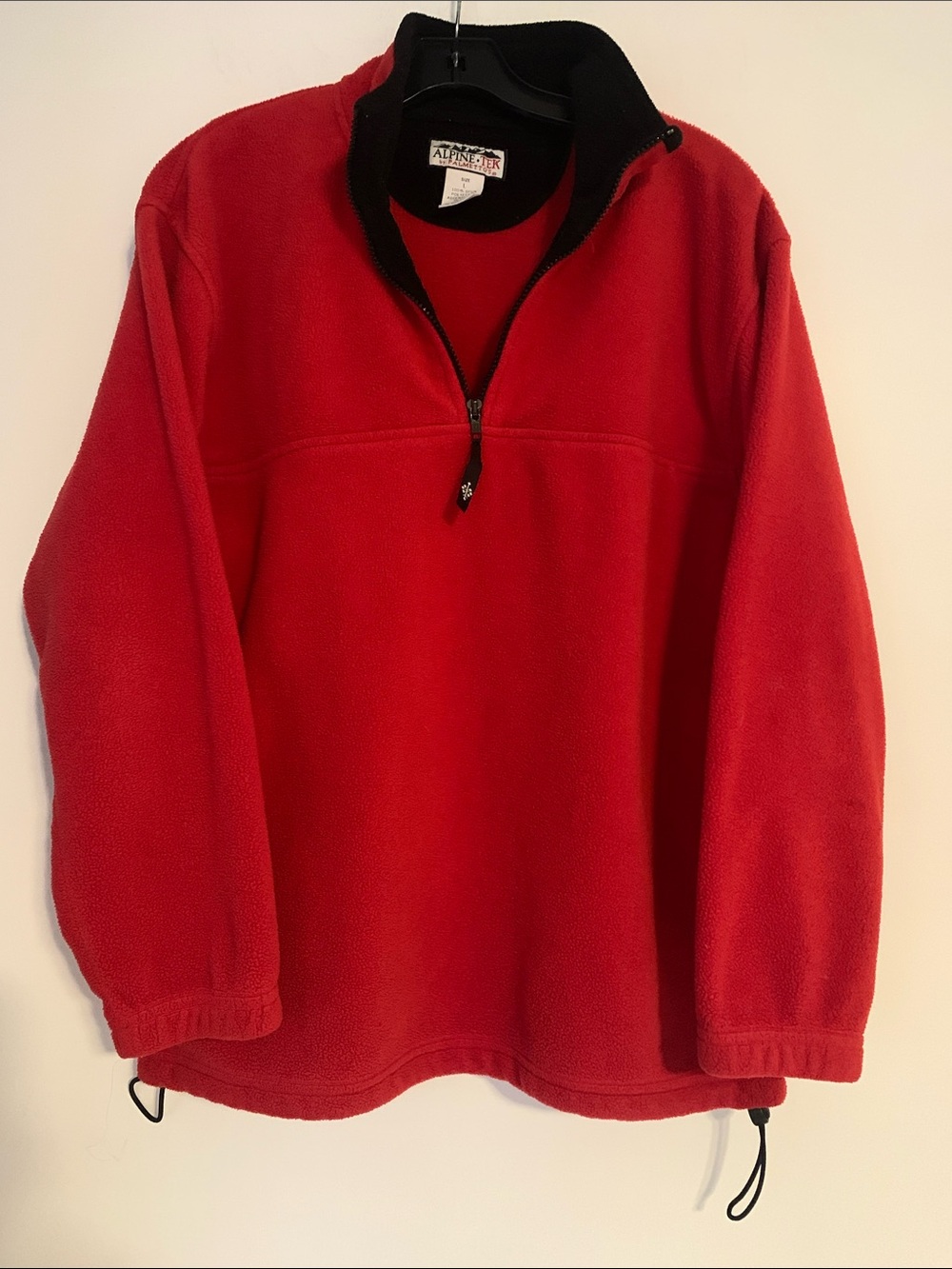 Alpine Men’s Red Fleece Half-Zip Pullover with Black Collar
